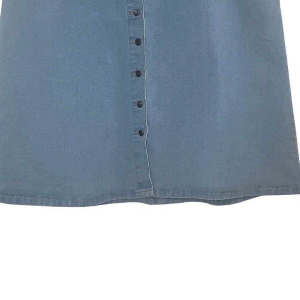 Woman Within Blue‎ Denim Button-Front Midi Skirt